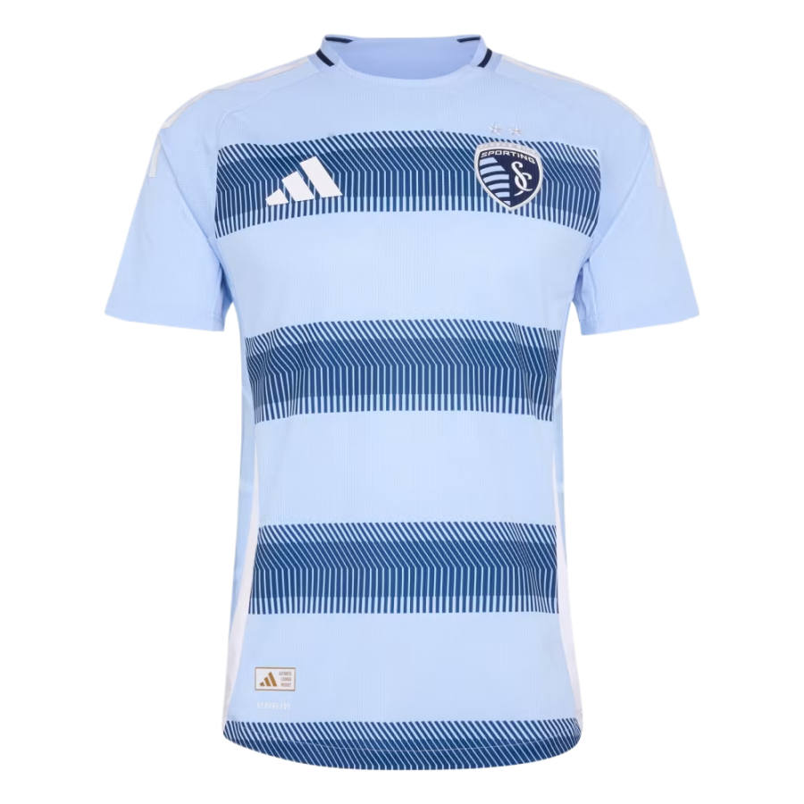 Adidas Adidas Sporting KC Soccer Jerseys Men's Fluorescent Blue Crew Neck Moderate