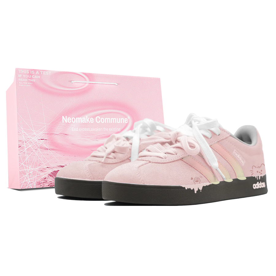 Adidas Adidas VL COURT 2.0 Skateboard Shoes Unisex Low Top Brown/White/Pink/Yellow