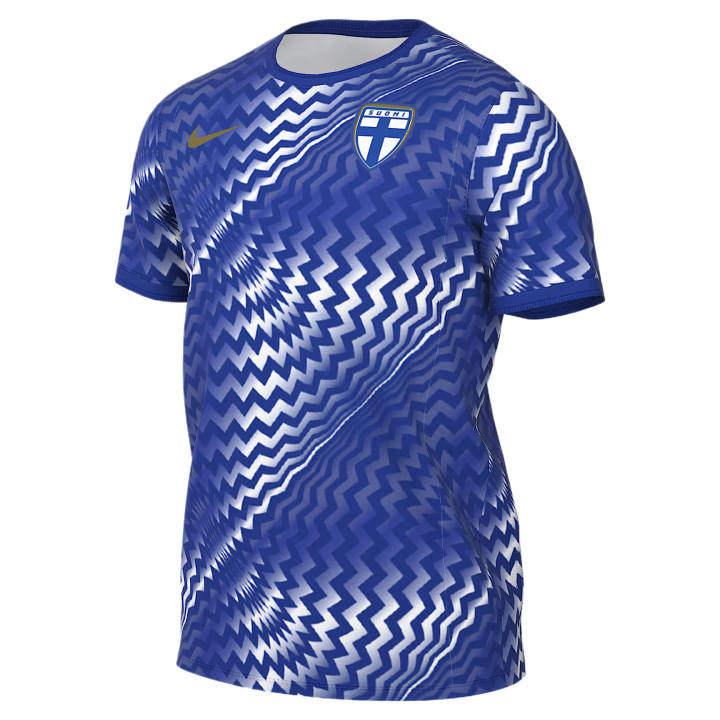 Nike Nike Finland National Team Soccer Jerseys Men's Bright Blue/White/Jersey Gold Crew Neck Moderate
