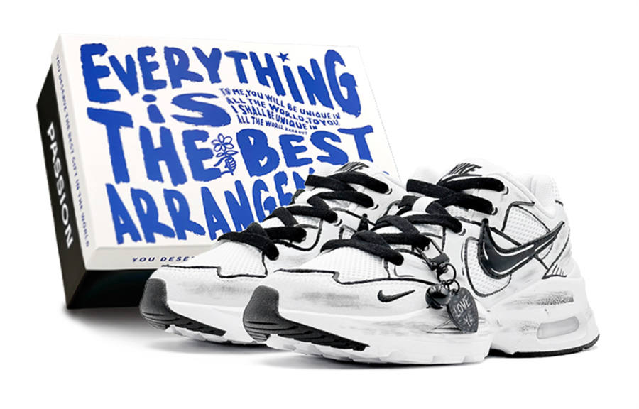 Nike Nike Air Max Fusion Fabric Cushioning Slip Resistant Abrasion Resistant Low top Casual Shoes Women's Black White