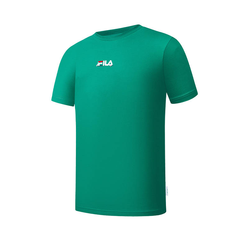 FILA T Shirts Men's Magic Green Crew Neck Moderate Straight Fit