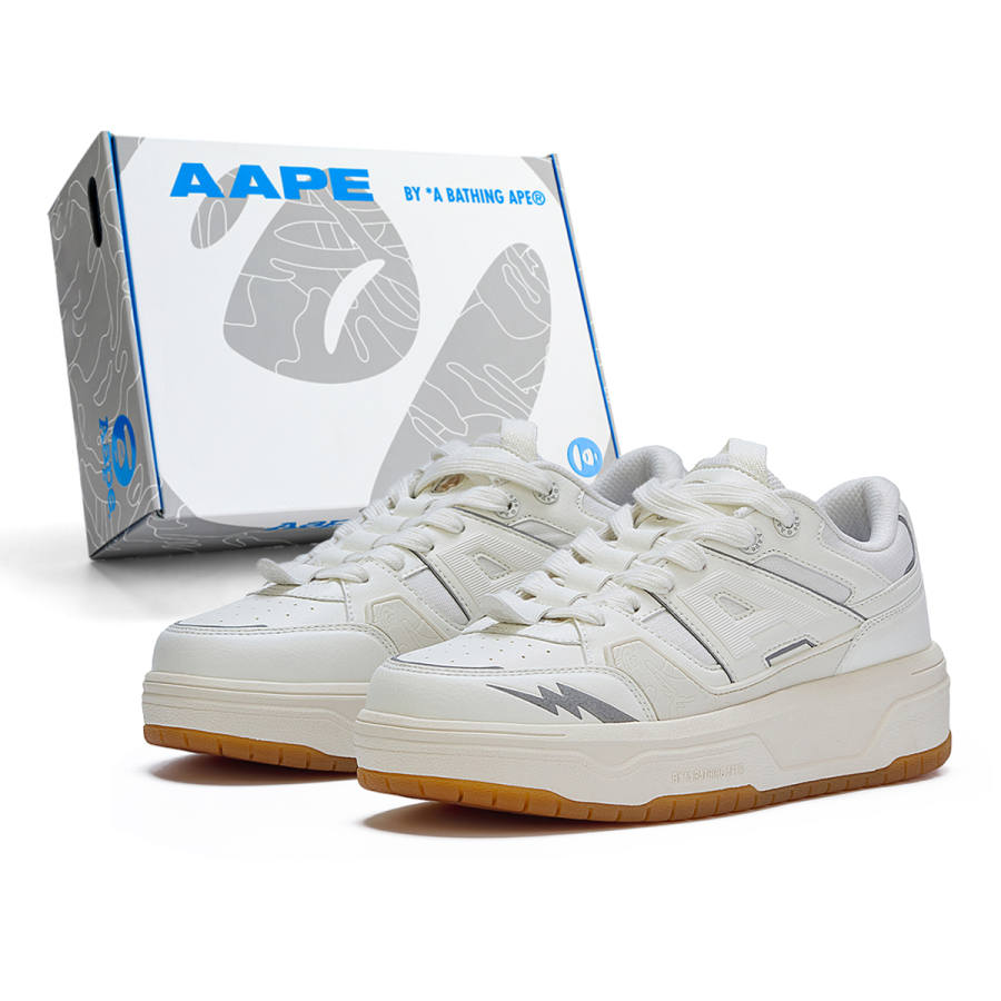 Aape Block Skateboard Shoes Men's Low Top Ecru/Gray/Black Blue