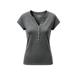 MostwantedLab T Shirts Women's Henry Collar Thin