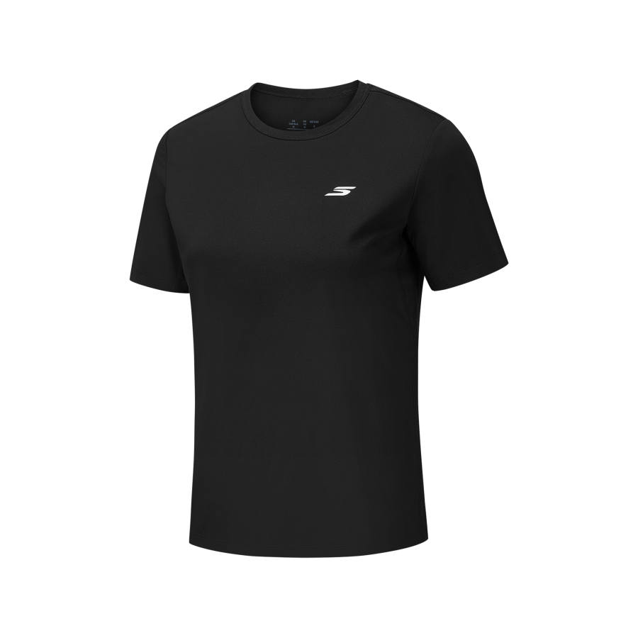 Skechers T Shirts Women's Black Crew Neck Moderate Straight Fit