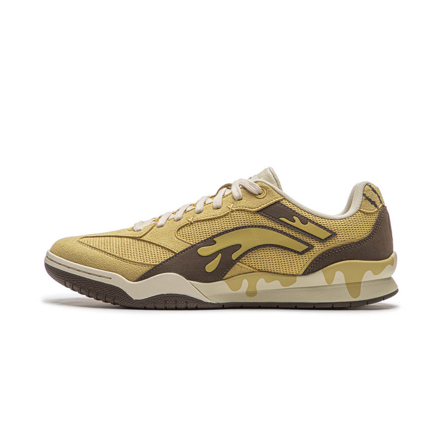 Li-Ning Li Ning Moon White Retro Skateboard Shoes Men's Low Top Earth Yellow/Black Tea Brown