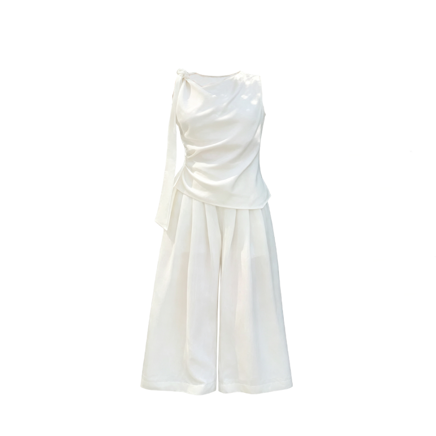 CPAURA Two Piece Skirt Sets Women's Crew Neck Thin Long Skirt