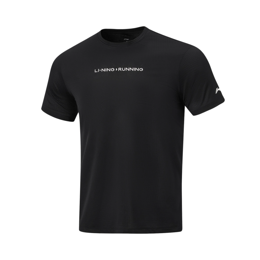 Li-Ning Li Ning Running Collection T Shirts Men's Black Crew Neck Moderate Straight Fit