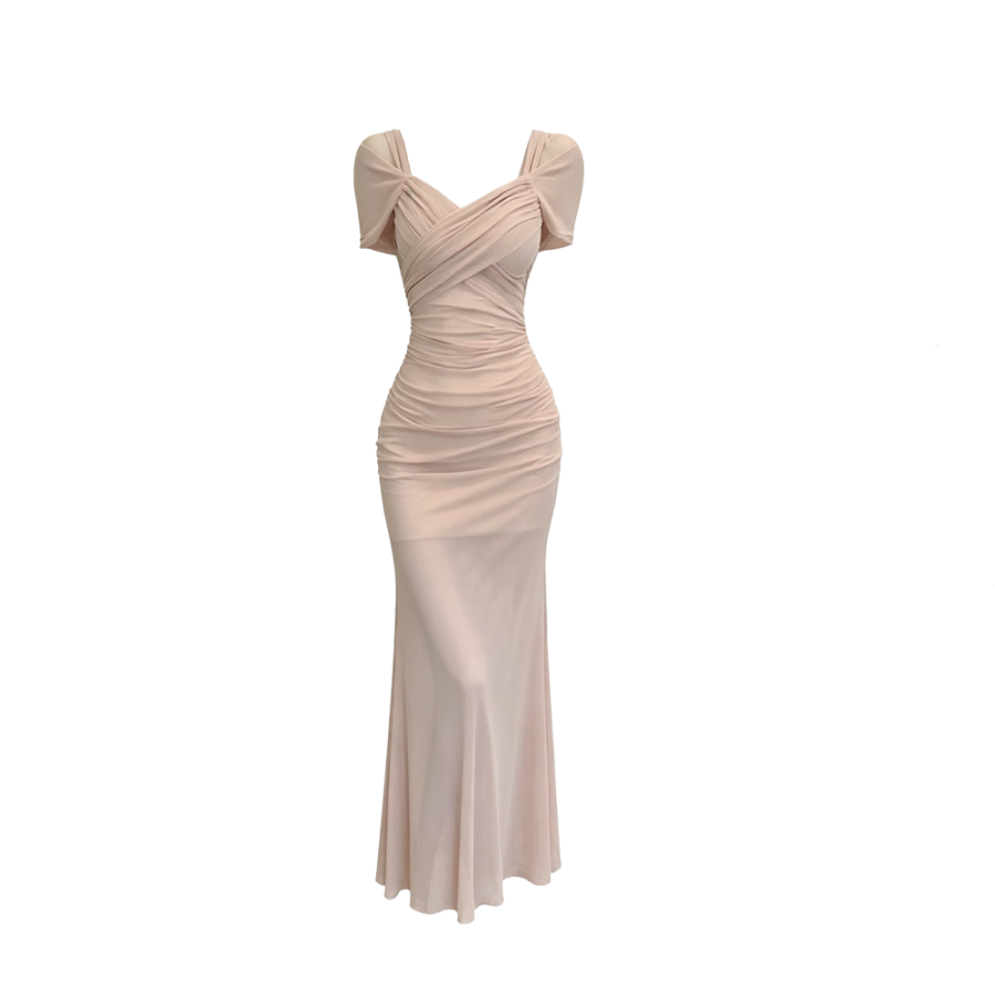 CPAURA Short Sleeved Dresses Women's Moderate Long Skirt A Line Skirt