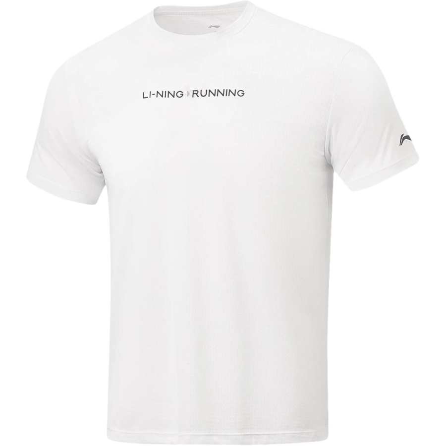 Li-Ning Li Ning Running Collection T Shirts Men's White Crew Neck Moderate Straight Fit