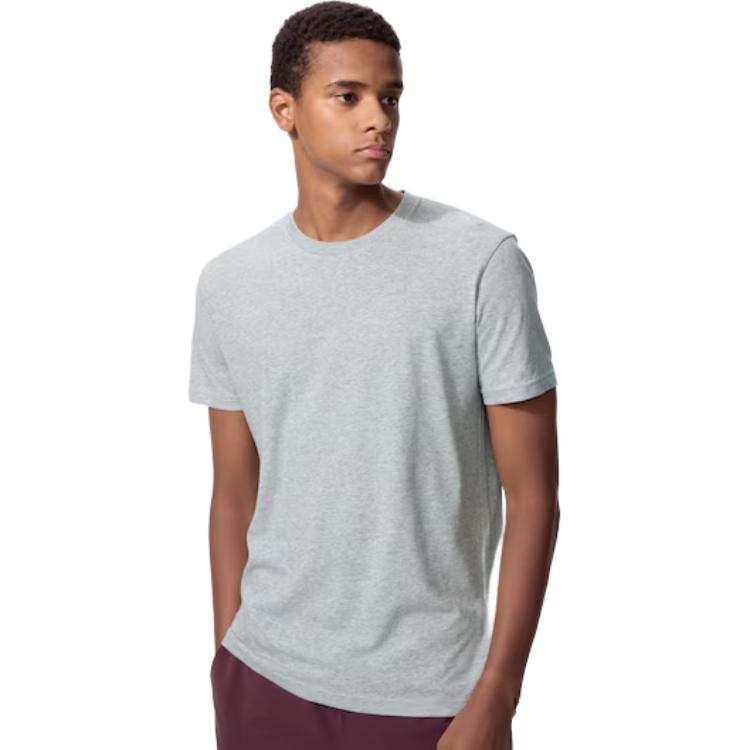 UNIQLO T Shirts Unisex Gray Crew Neck Moderate