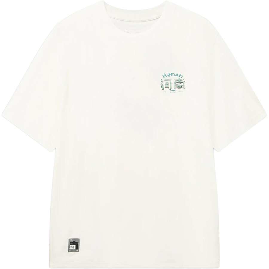 Li-Ning Li Ning China Culture Collection T Shirts Men's Ivory Crew Neck Moderate Straight Fit