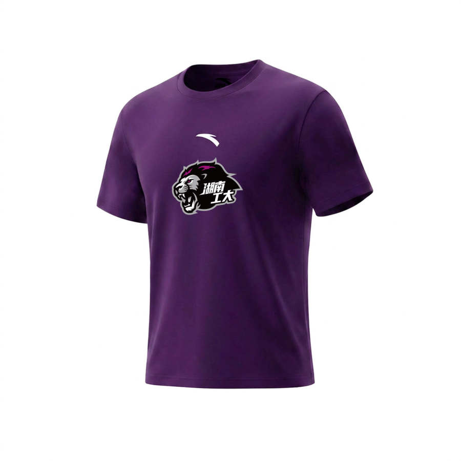 ANTA T Shirts Unisex Dark Navy Purple Crew Neck Moderate