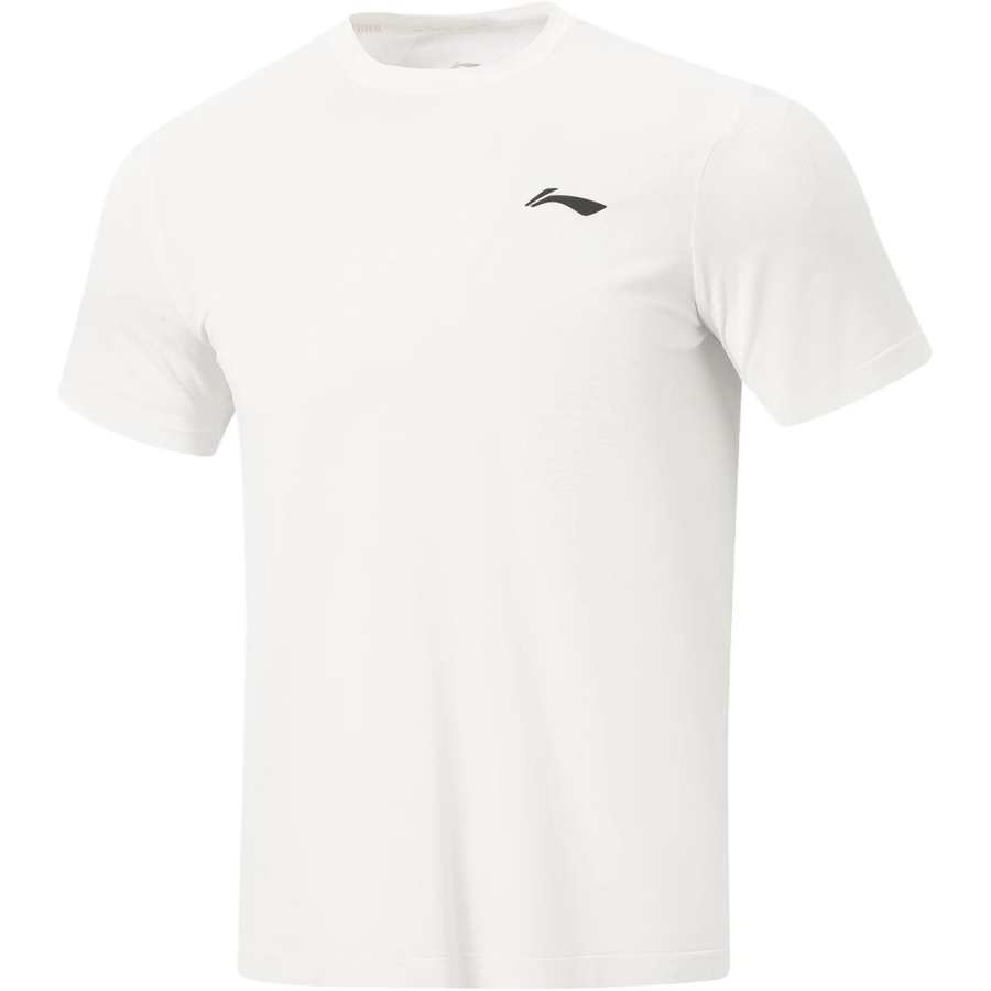 Li-Ning Li Ning Running Collection T Shirts Men's White Crew Neck Moderate Straight Fit