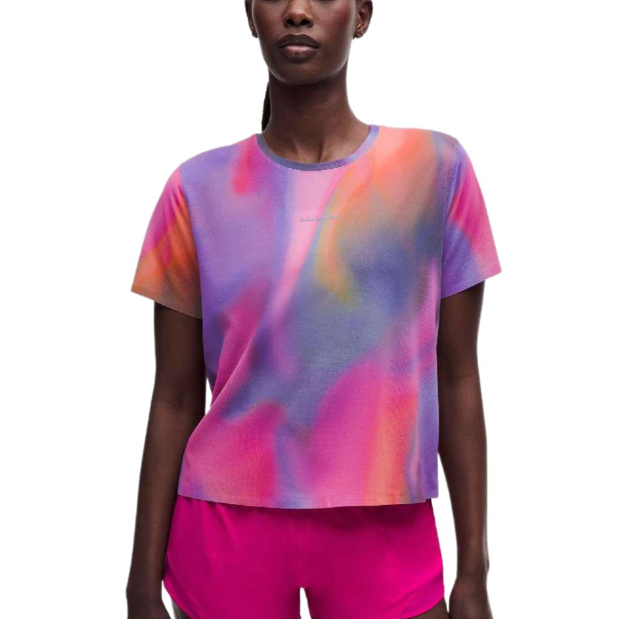 Lululemon Running T Shirts Women's Swift Iridescent Multicolor Crew Neck Moderate