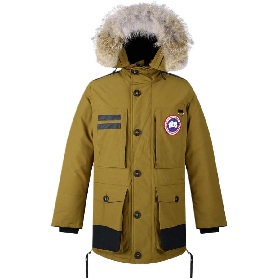 Canada Goose Down Jackets Men's Yellow Green Hooded Non Detachable Moderate