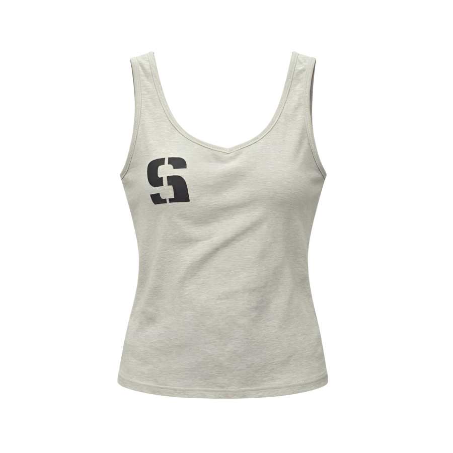 Sugarfunk Tank Tops Women's Gray Crew Neck Moderate Straight Fit