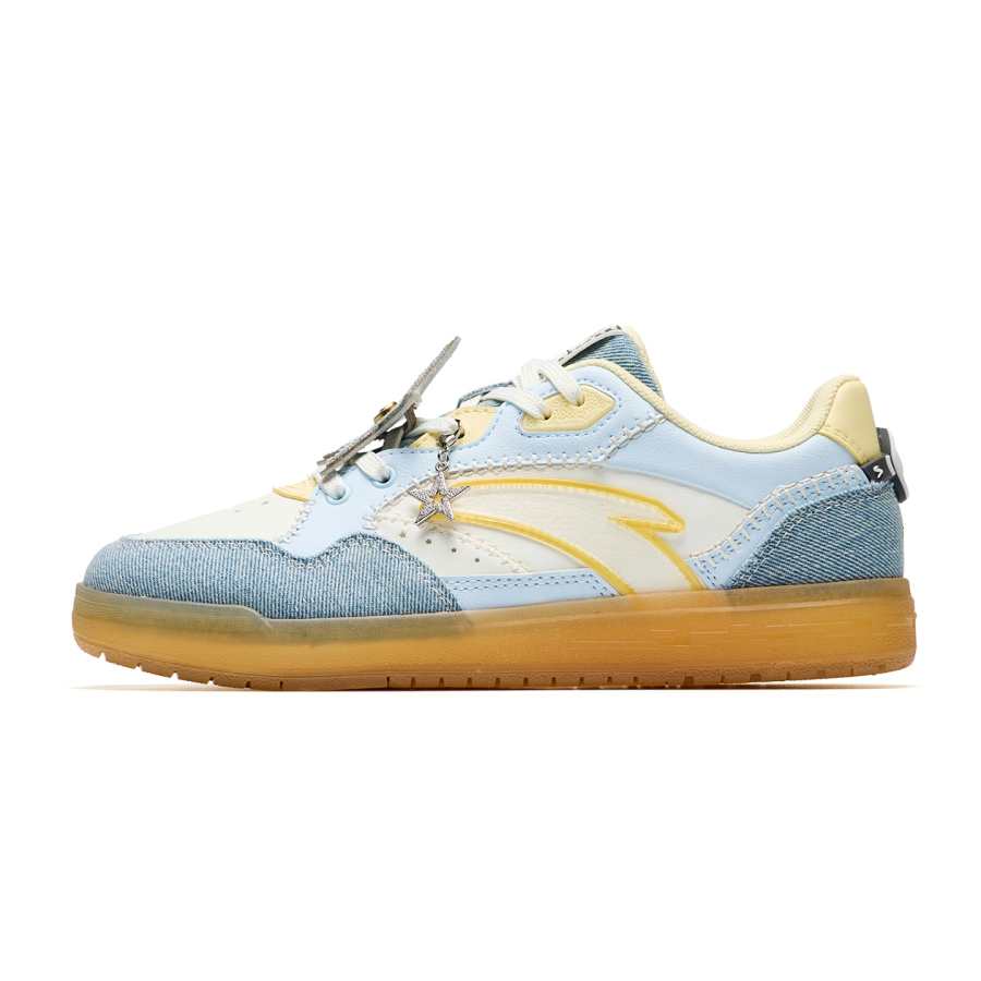ANTA Street Naughty Skateboard Shoes Women's Low Top Ivory White/Frosted Blue/Curtain Blue
