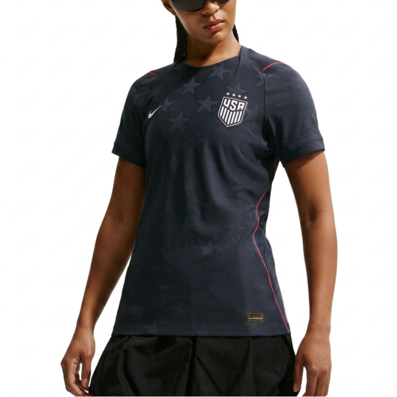 Nike Nike United States National Team Soccer Jerseys Women's Dark Obsidian Black/Dark Obsidian Black/University Red/Pure Platinum Crew Neck Moderate