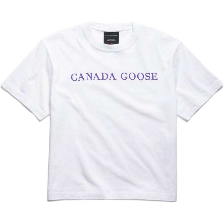 Canada Goose Summer Collection T Shirts Women's Optical White/Active Lilac Crew Neck Moderate Other