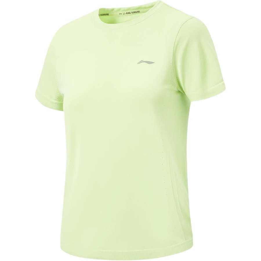 Li-Ning Li Ning Running Collection T Shirts Women's Tale Green Crew Neck Moderate Straight Fit