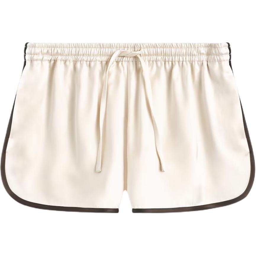 COS Casual Shorts Women's Ivory/Burgundy Red Color