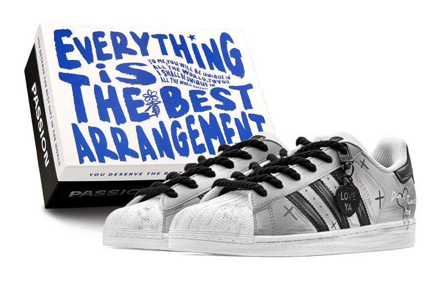 Adidas Originals SUPERSTAR Romantic Favor, Preppy Streetwear, Black Linden Slip Resistant Abrasion Resistant Low top