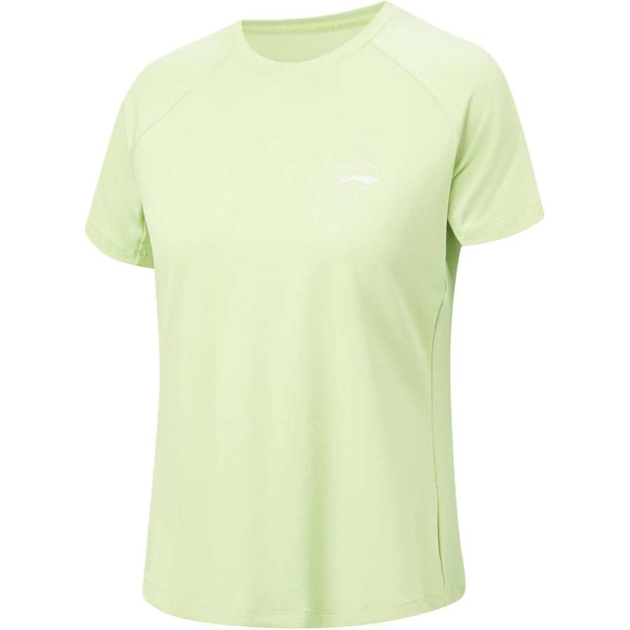 Li-Ning Li Ning Running Collection T Shirts Women's Tale Green Crew Neck Moderate Straight Fit
