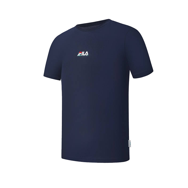 FILA T Shirts Men's Smoke Blue Crew Neck Moderate Straight Fit