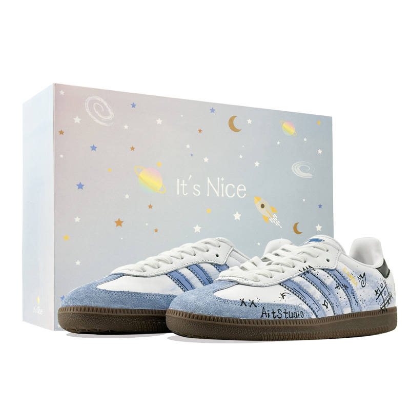 Adidas Originals SAMBA OG German Army Trainers Unisex Low Top White/Blue