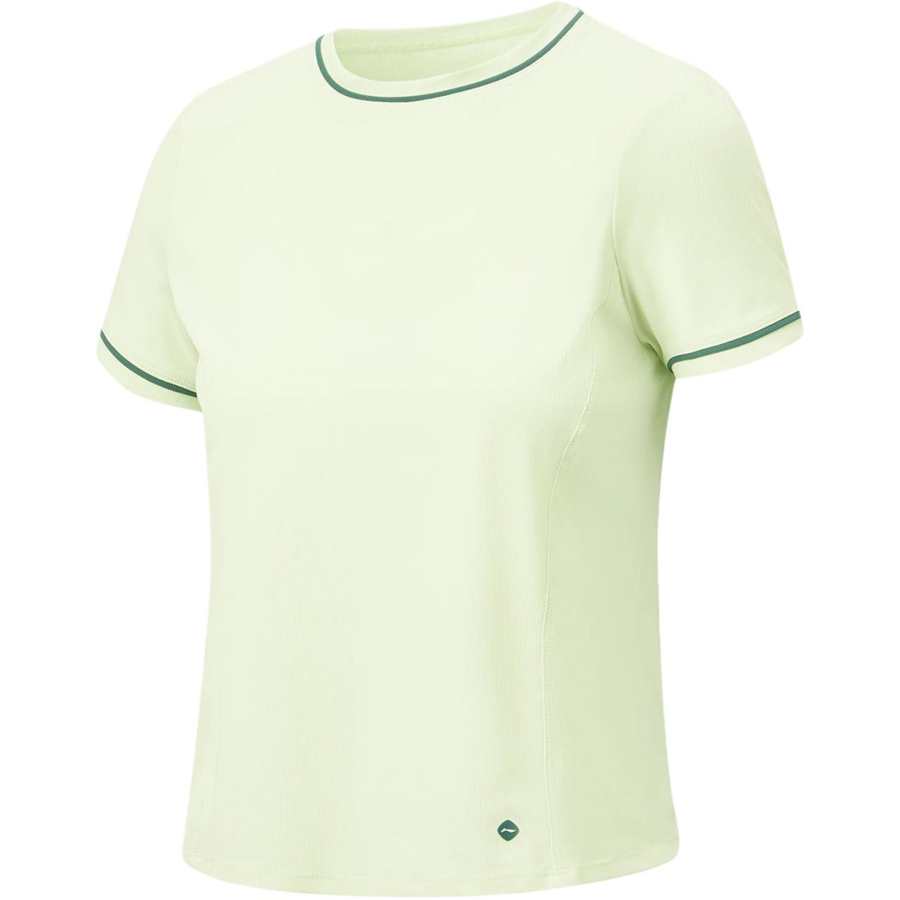 Li-Ning Li Ning Fitness Series T Shirts Women's White Jade Green Crew Neck Moderate Straight Fit
