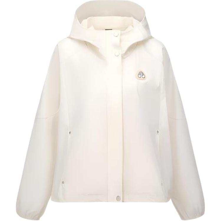Moose Knuckles Sun Protection Clothing Women's Snowflake White Hooded Non Detachable Thin Nipped In Waist