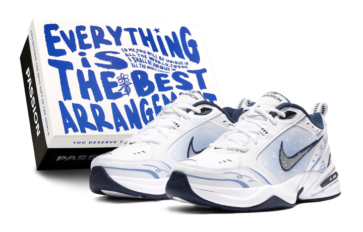 Nike Nike Air Monarch 4 Slip Resistant, Abrasion Resistant, Height Increasing Low top Chunky Sneakers Unisex Light Blue