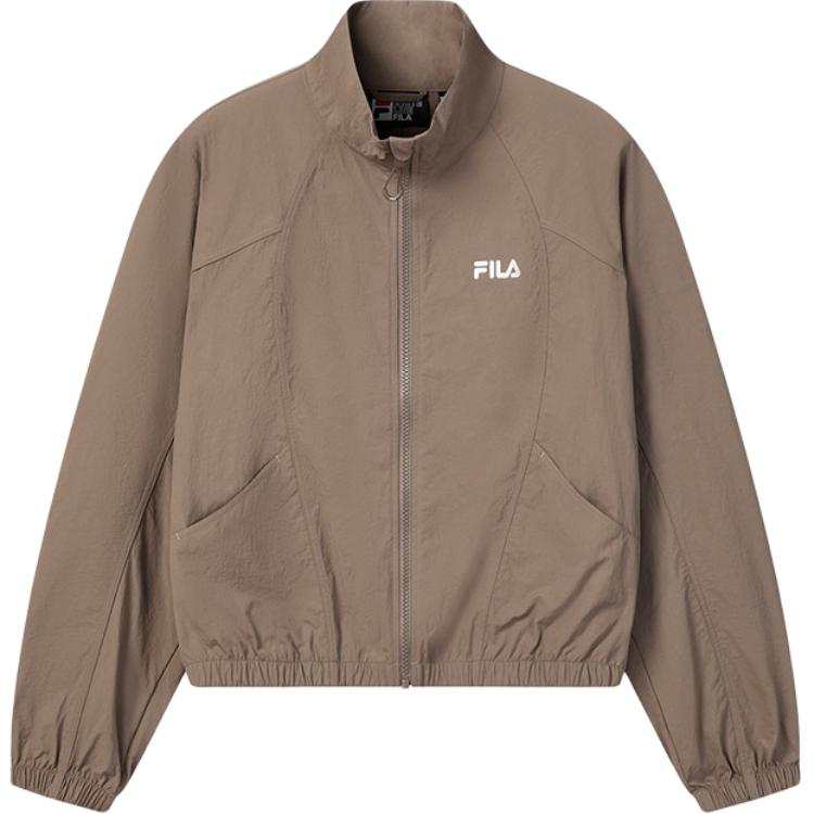 FILA T Shirts Women's Mountain Moon Brown BN Stand Collar Moderate Straight Fit