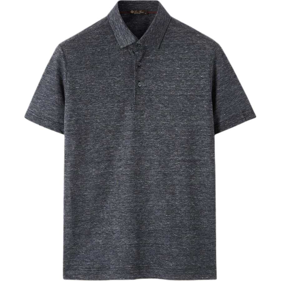 Loro Piana Polo Shirts Men's Heather Gray Polo Collar Moderate Straight Fit