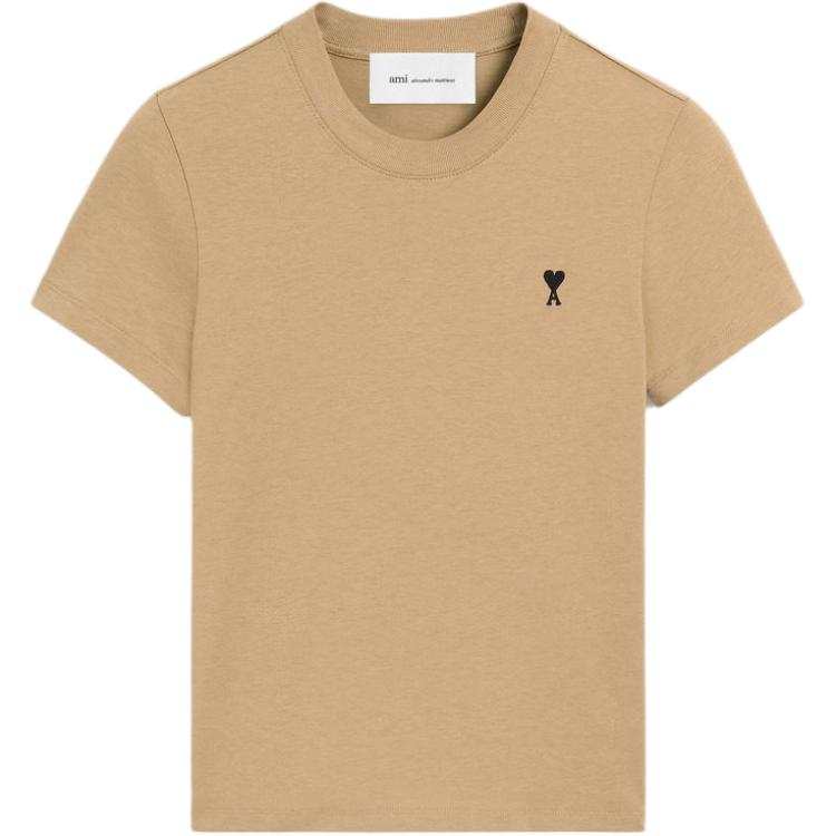 AMIPARIS T Shirts Women's A217 Olibanum Beige/Black Polo Collar Moderate Straight Fit