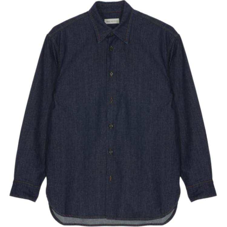 DRIES VAN NOTEN Shirts Men's Indigo Lapel Moderate Straight Fit