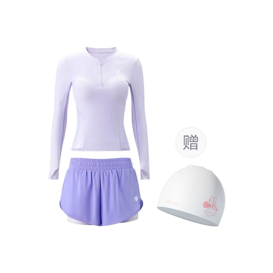 Disney Two Piece Swimsuits Women's Violet Send Crew Neck Thin Square Leg Two Piece Swimsuit
