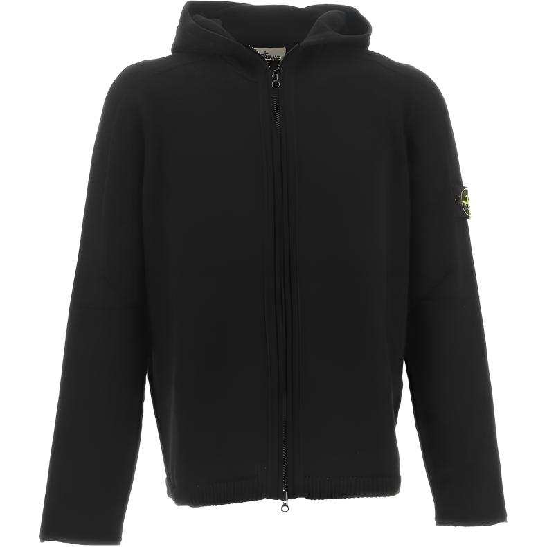 STONE ISLAND Knitwear Men's Black Hooded Non Detachable Moderate