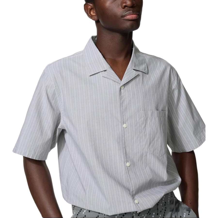 UNIQLO Francesco Risso Shirts Unisex Sky Gray Cuban Collar Moderate