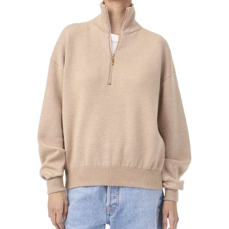 CHANEL Sweaters Women's Beige Stand Collar Moderate Other