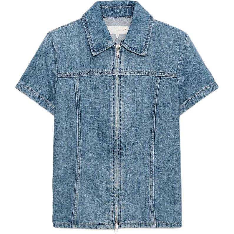 ZARA Trf Shirts Women's Sea Blue Lapel