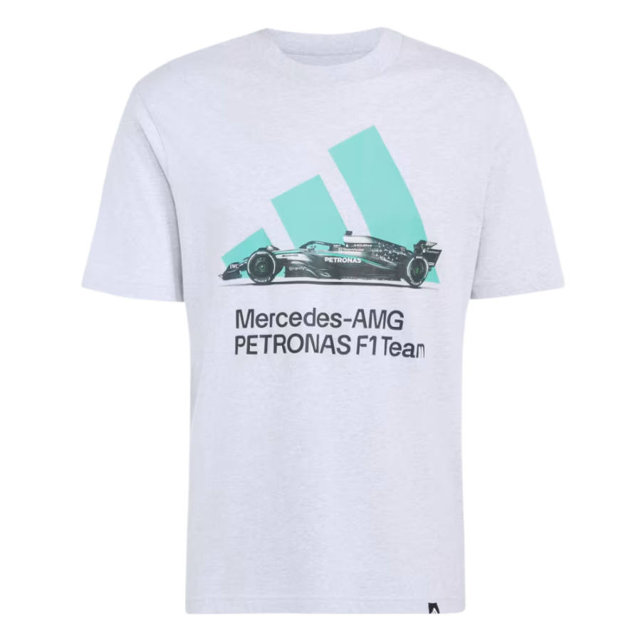 Adidas Adidas MERCEDES AMG T Shirts Men's Light Gray Heather Gray/Semi Mint Crew Neck Moderate