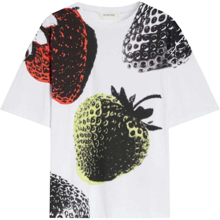 SportMax T Shirts Women's White Crew Neck Moderate Straight Fit