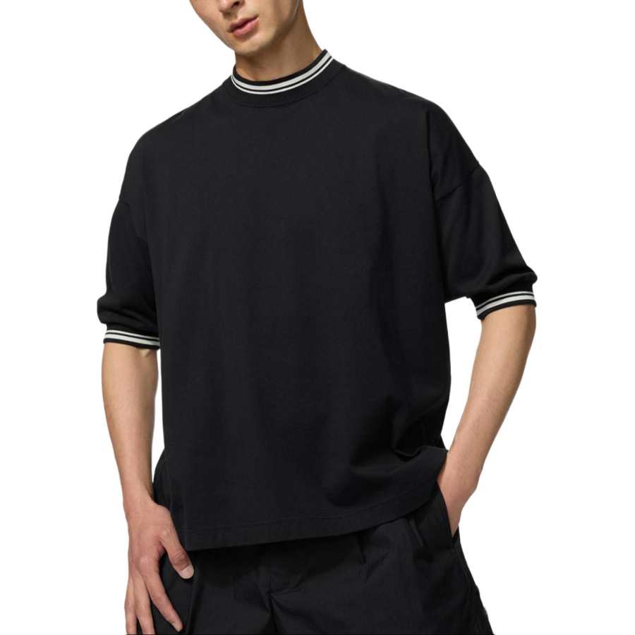 UNIQLO Francesco Risso T Shirts Unisex Black Stand Collar