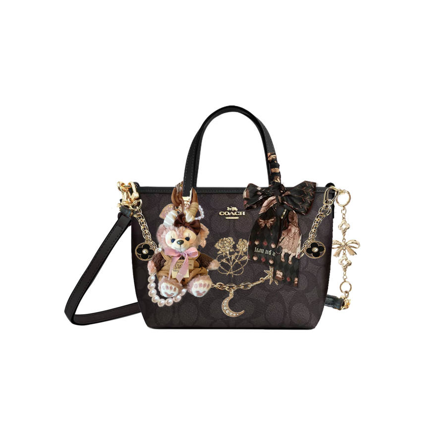 COACH City Artificial Leather Handbag Mini Women's Black
