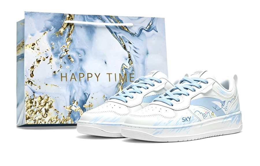 ANTA Skateboard Shoes Unisex Low Top Blue Shopping Bag Included