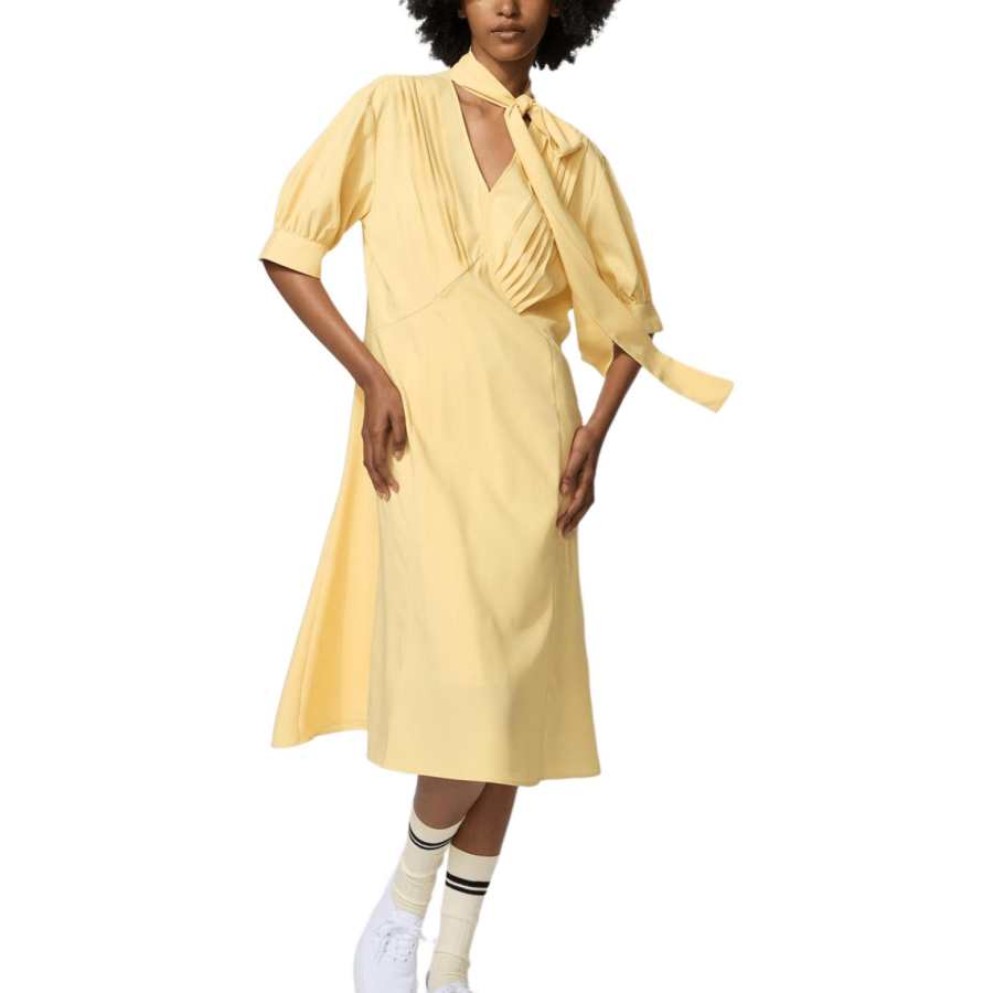UNIQLO Francesco Risso Short Sleeved Dresses Women's Apricot Yellow Moderate