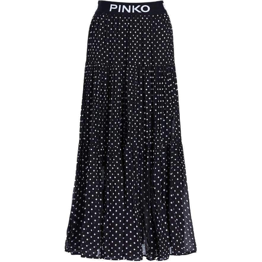 PINKO Casual Long Skirts Women's White Dot Thin Long Skirt Tiered Skirt