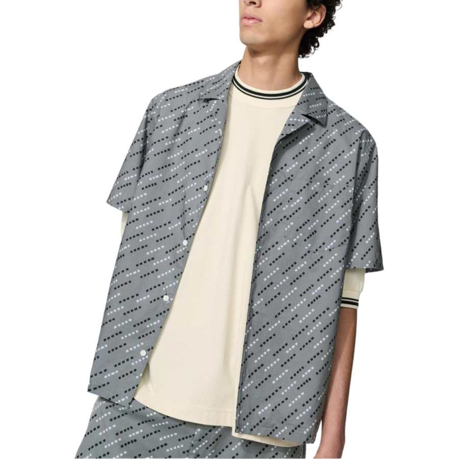 UNIQLO Francesco Risso Shirts Unisex Asphalt Gray Cuban Collar Moderate