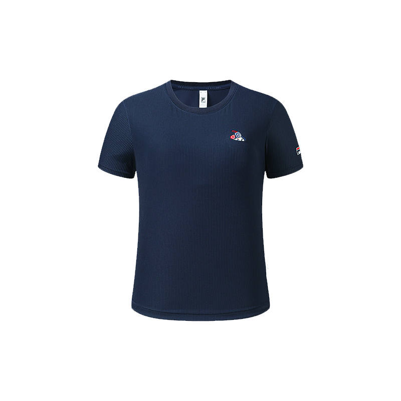 FILA Tennis T Shirts Women's Smoke Blue Crew Neck Moderate Straight Fit